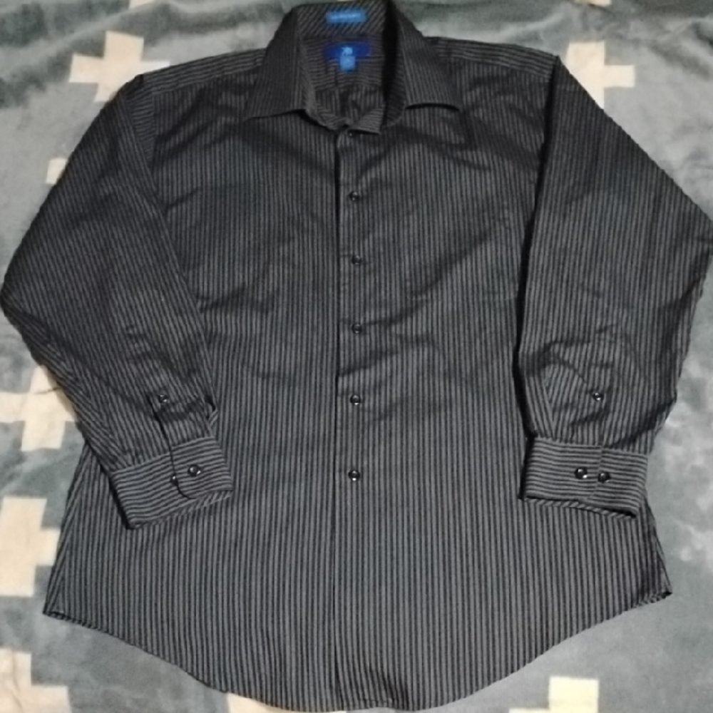 Egara Charcoal Pinstripe Dress Shirt